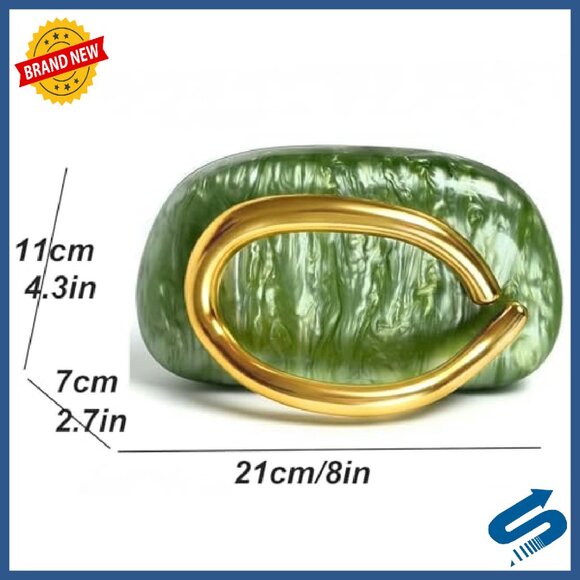 Round Acrylic Clutch with Metal Chain Evening Bag for Women - Picture 3 of 8